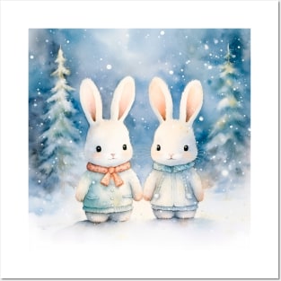 2 Christmas bunnies Posters and Art